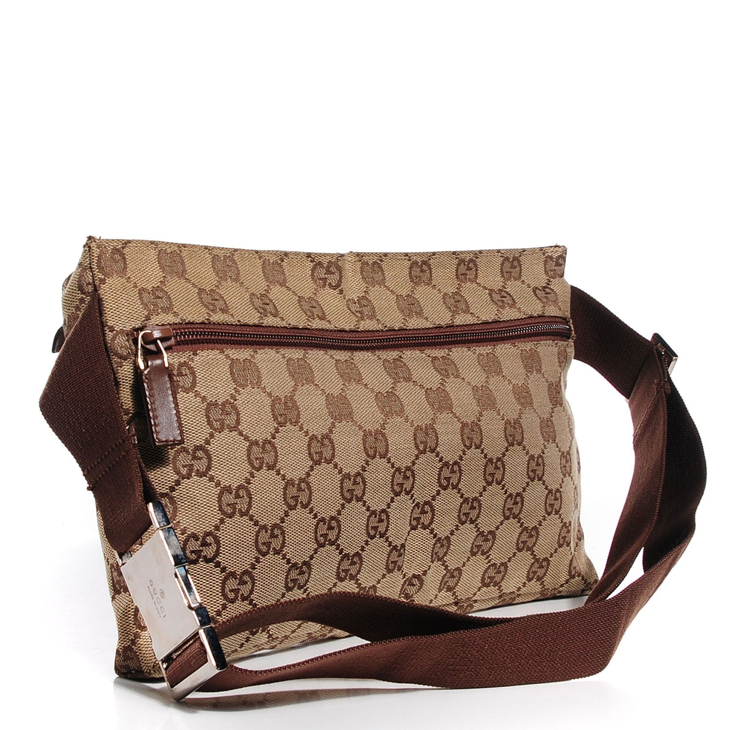 Gucci GG Monogram Web Double Pocket Belt Bag Brown 4 of 8