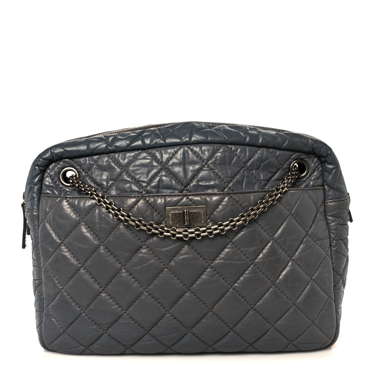 Chanel Aged Calfskin Quilted Large Reissue Camera Case Grey 1 of 10