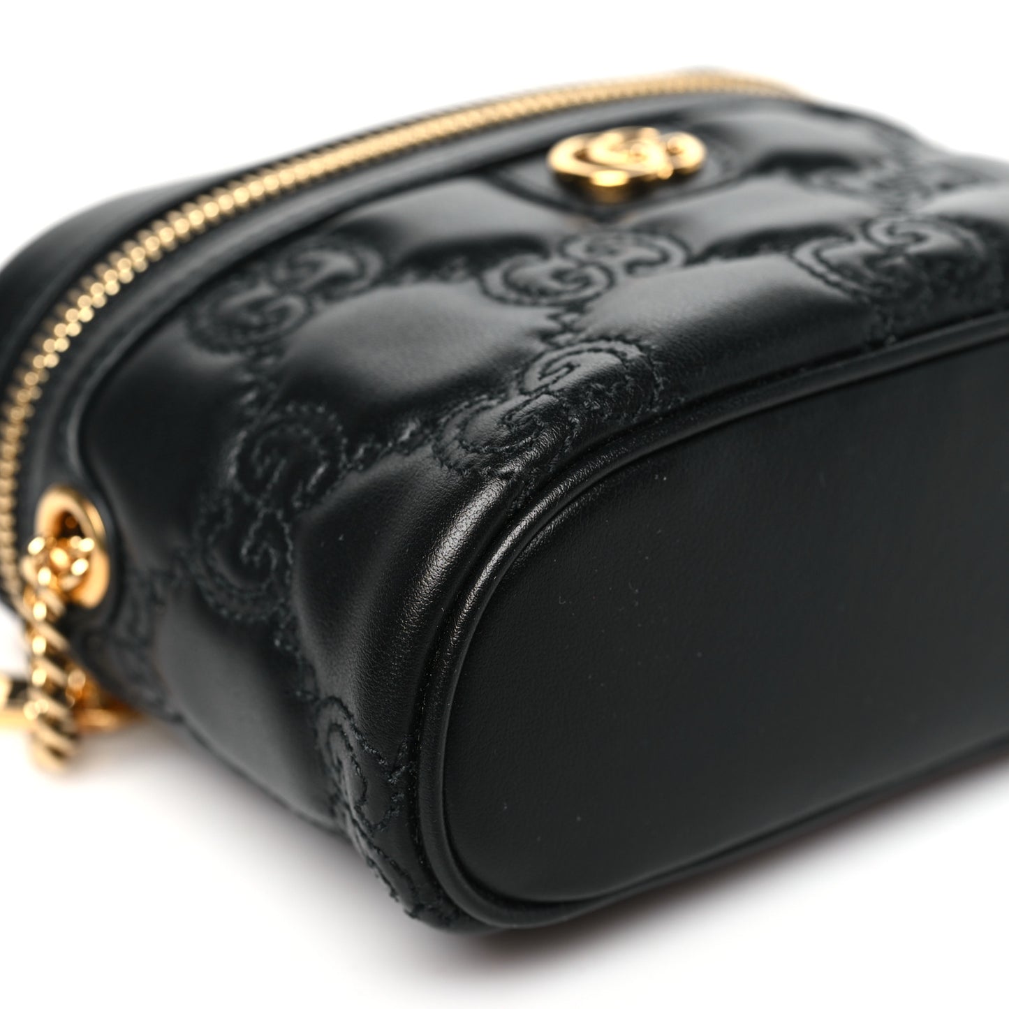 Calfskin GG Matelasse Mini Top Handle Bag Black