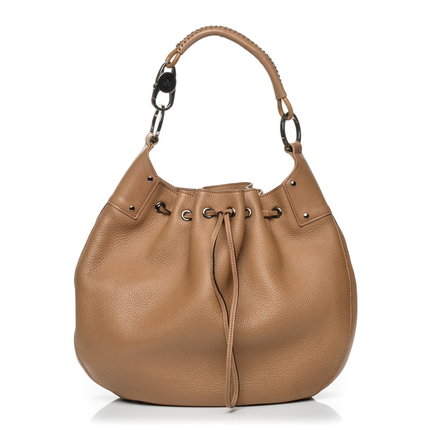Calfskin Drawstring Hobo Beige