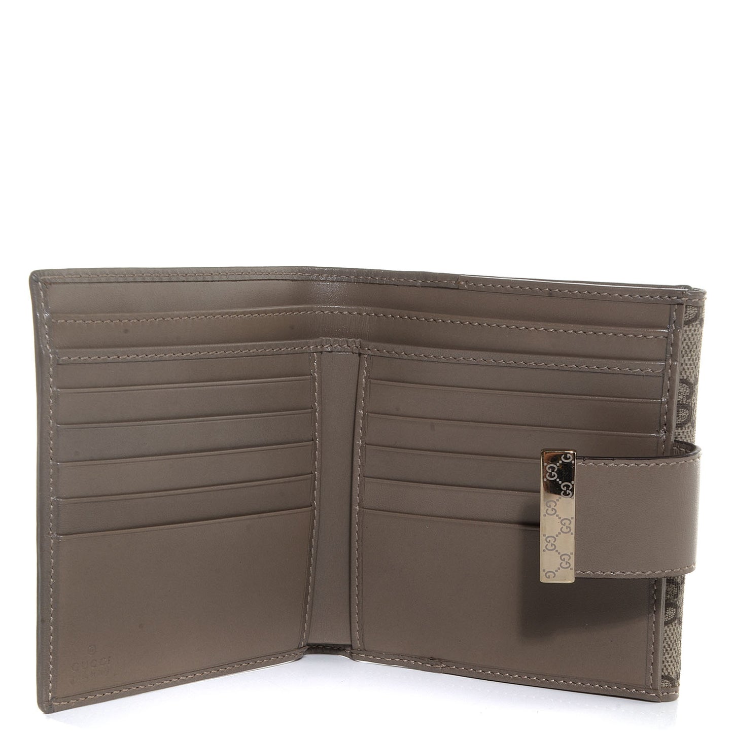 GG Supreme Monogram Icon Bar French Flap Wallet Beige Ebony Grigio