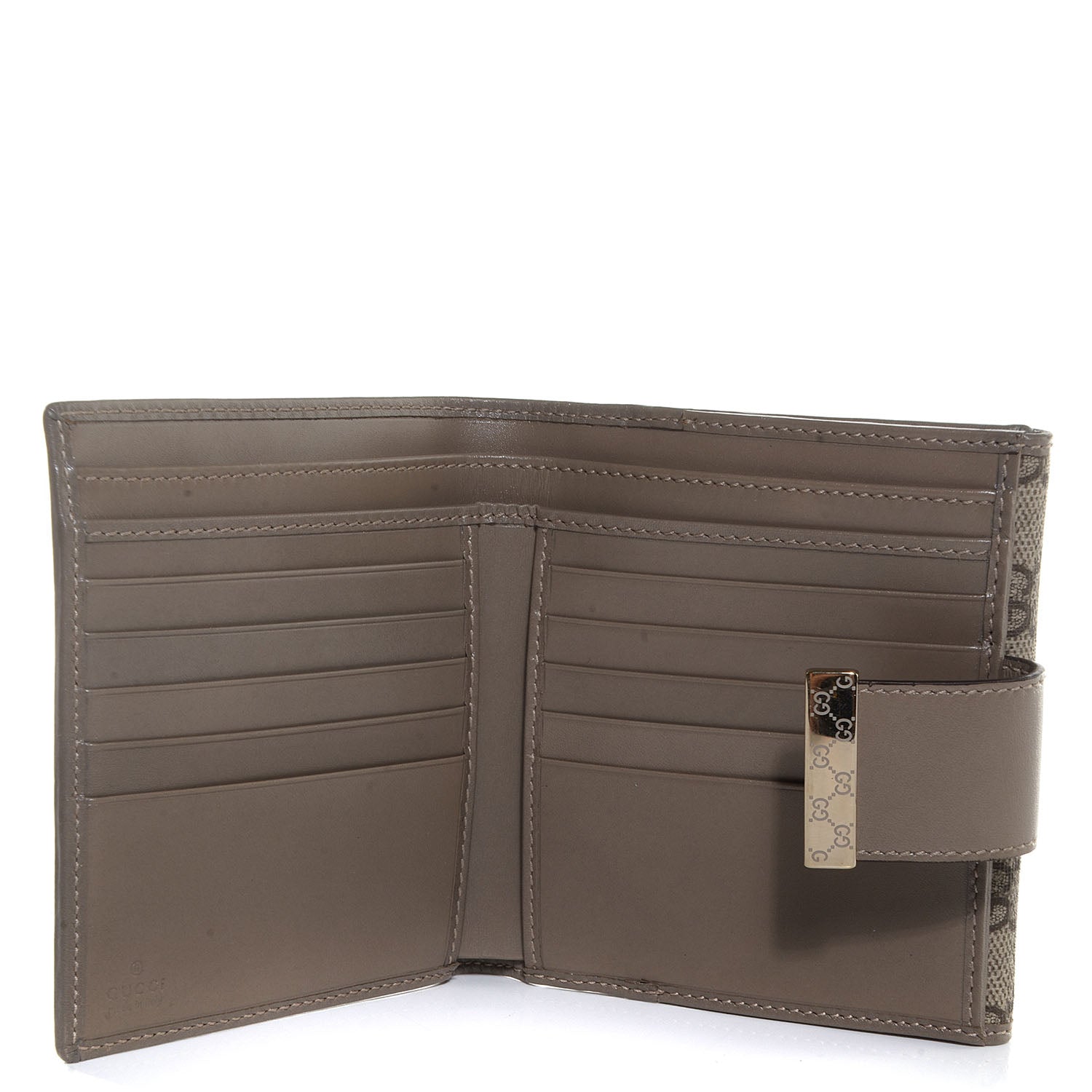 Gucci GG Supreme Monogram Icon Bar French Flap Wallet Beige Ebony Grigio 6 of 8