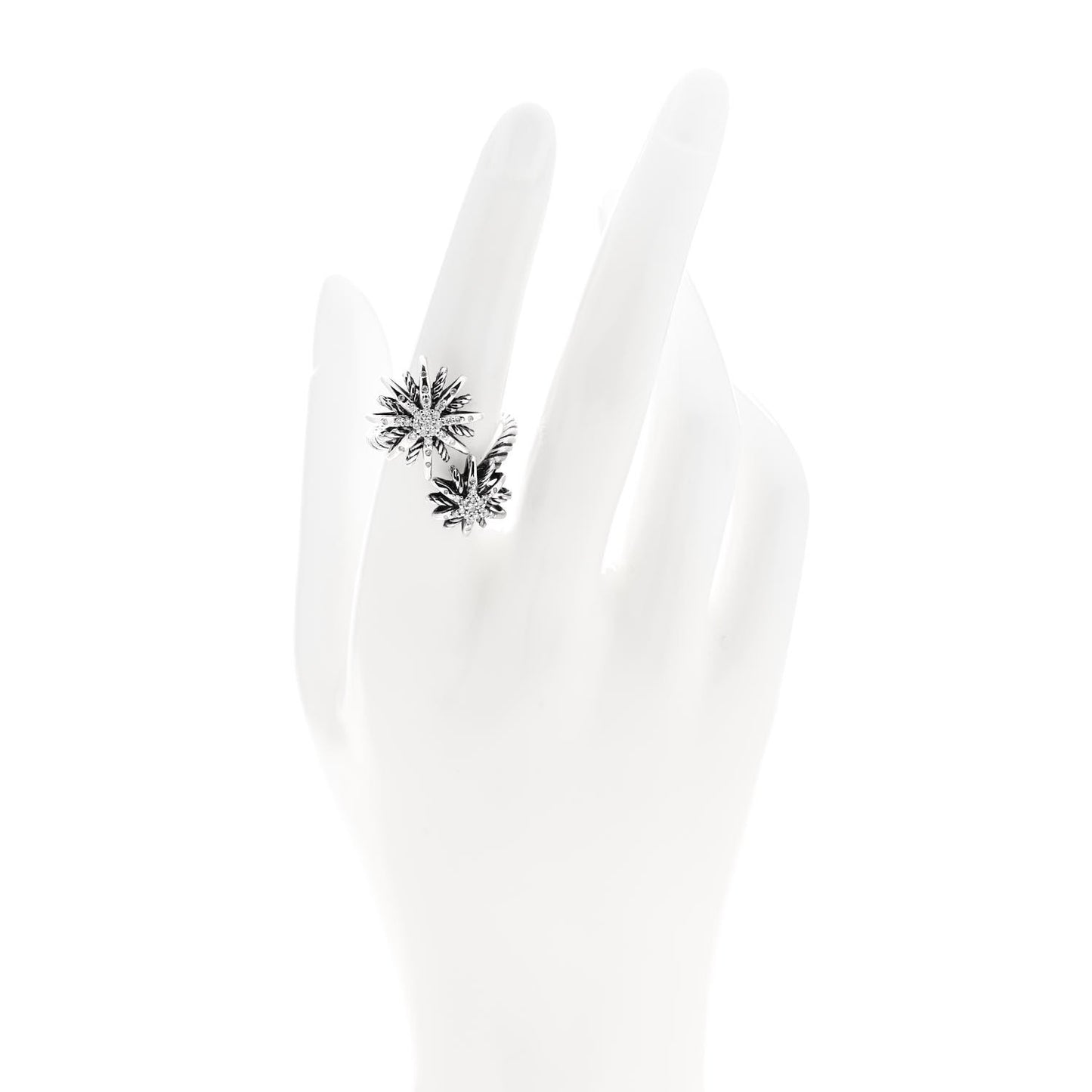 Sterling Silver Diamond 28mm Open Starburst Ring 54 6.75