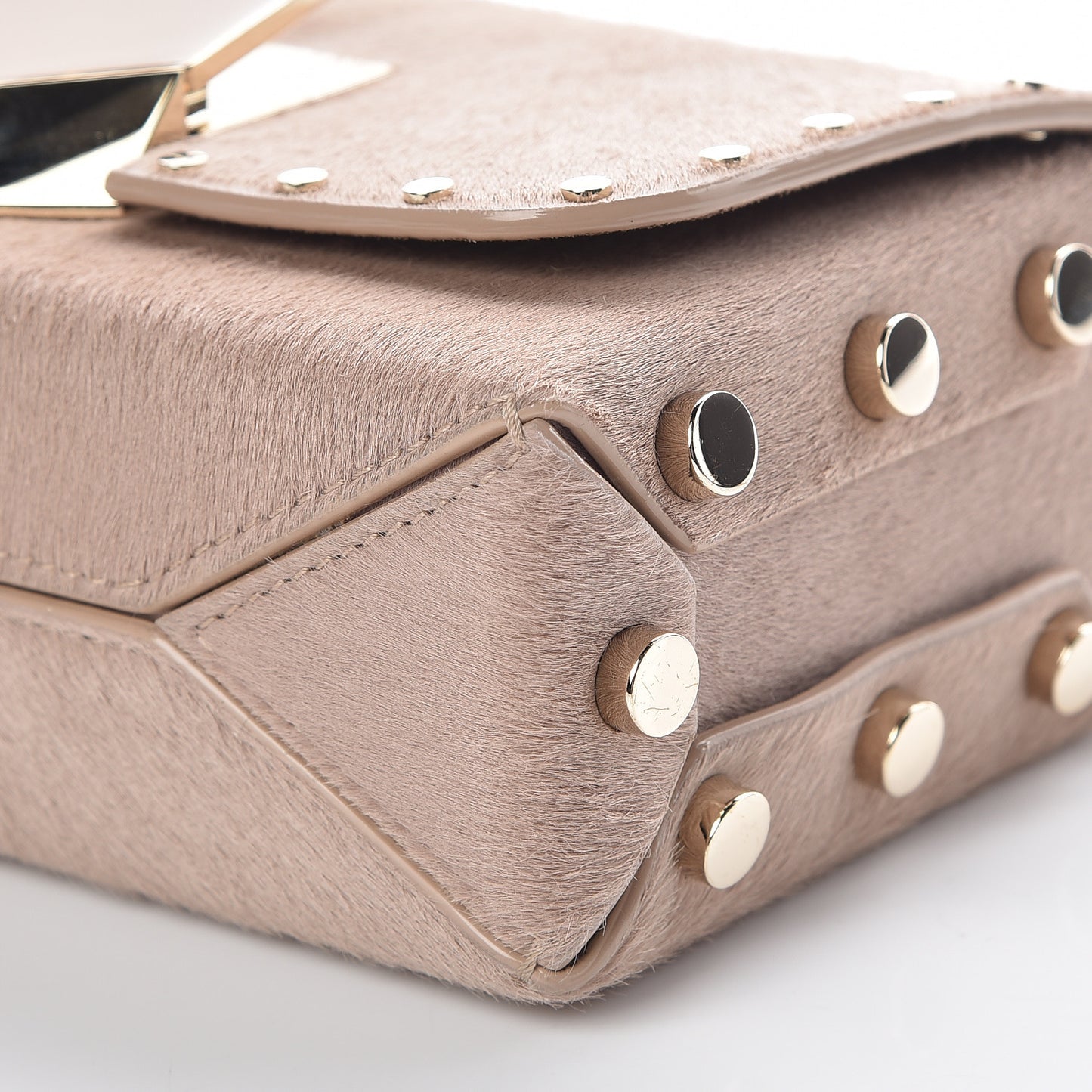 Calf Hair Lockett Petite Shoulder Bag Beige