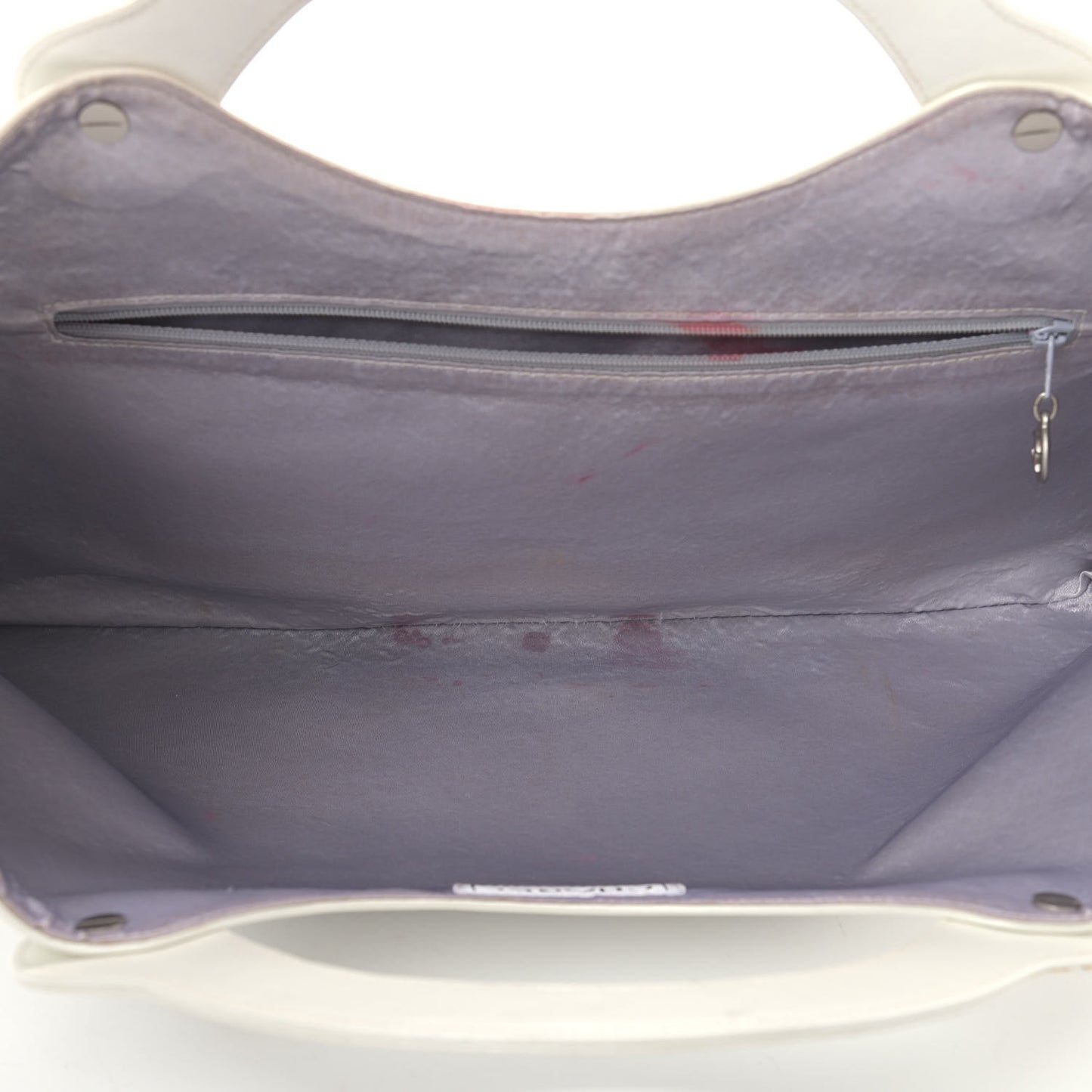 Calfskin Quilted Top Handle Tote Bag White