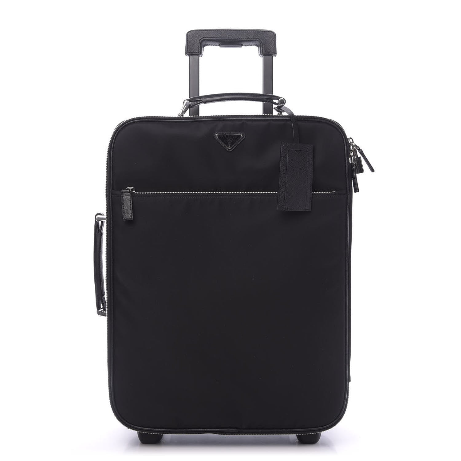Prada Tessuto Saffiano Trolley Luggage Black 2 of 10