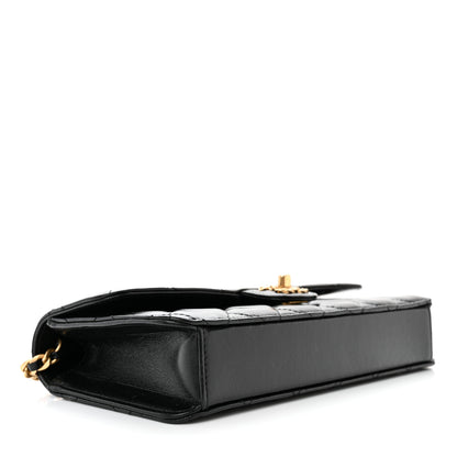 Chanel Shiny Lambskin Quilted Flap Clutch Bag Black 4 of 10