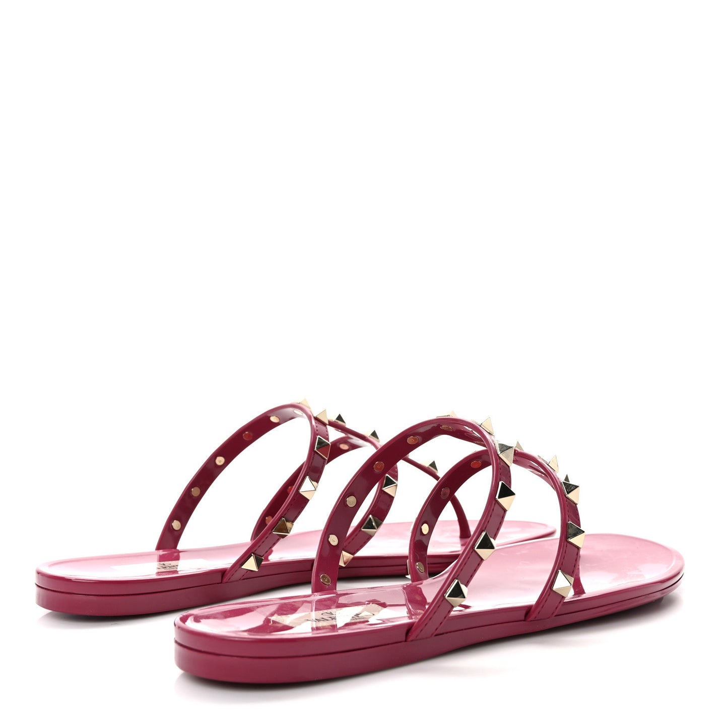 PVC Jelly Rockstud Caged Flat Thong Sandals 40 Blossom