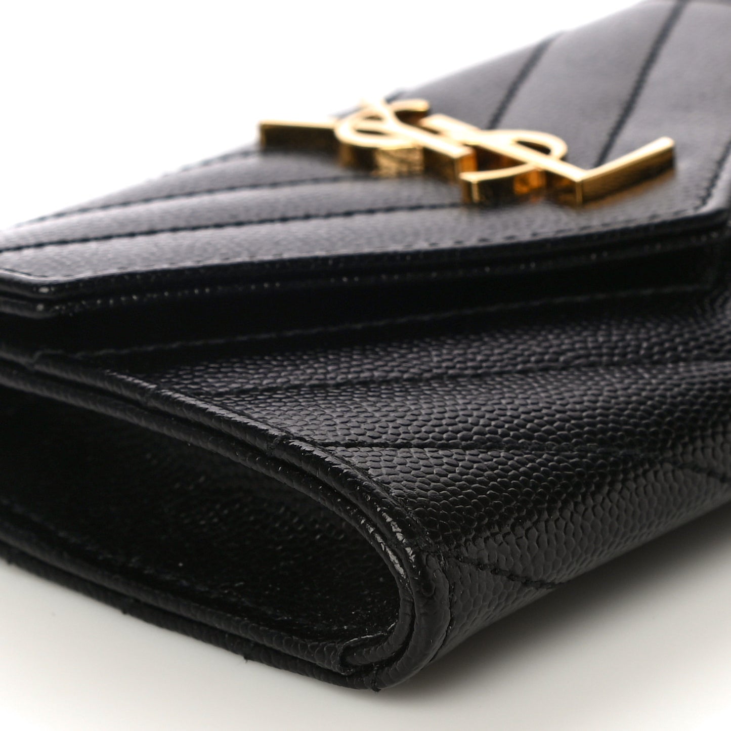 Grain De Poudre Matelasse Chevron Small Monogram Envelope Wallet Black