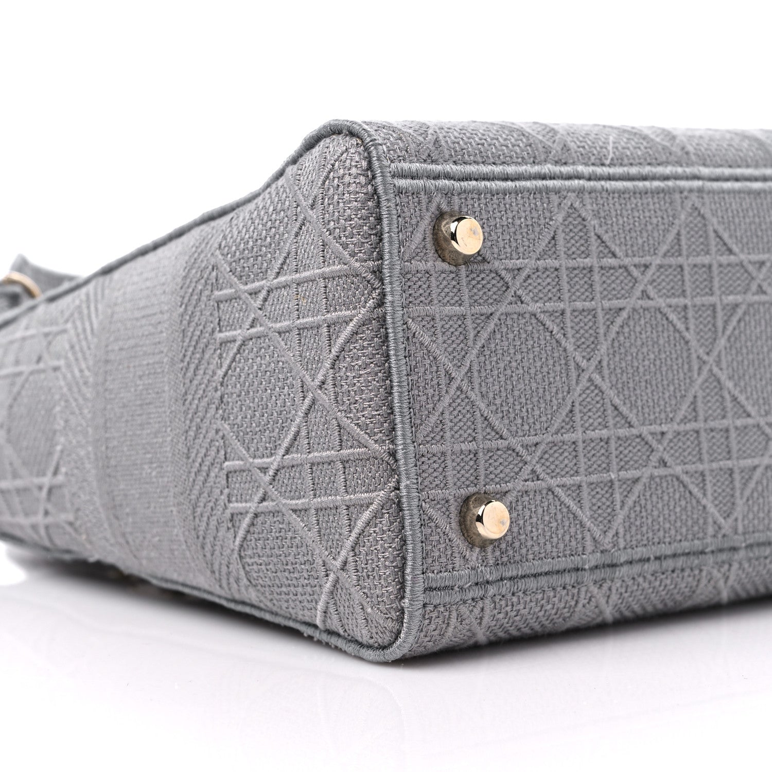 Christian Dior Canvas Embroidered Cannage Medium Lady D-Lite Gray 6 of 8