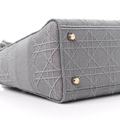 Christian Dior Canvas Embroidered Cannage Medium Lady D-Lite Gray 6 of 8