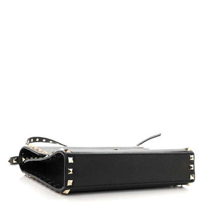 Valentino Garavani Pebbled Calfskin Medium Rockstud Flip Lock Crossbody Bag Black 4 of 9