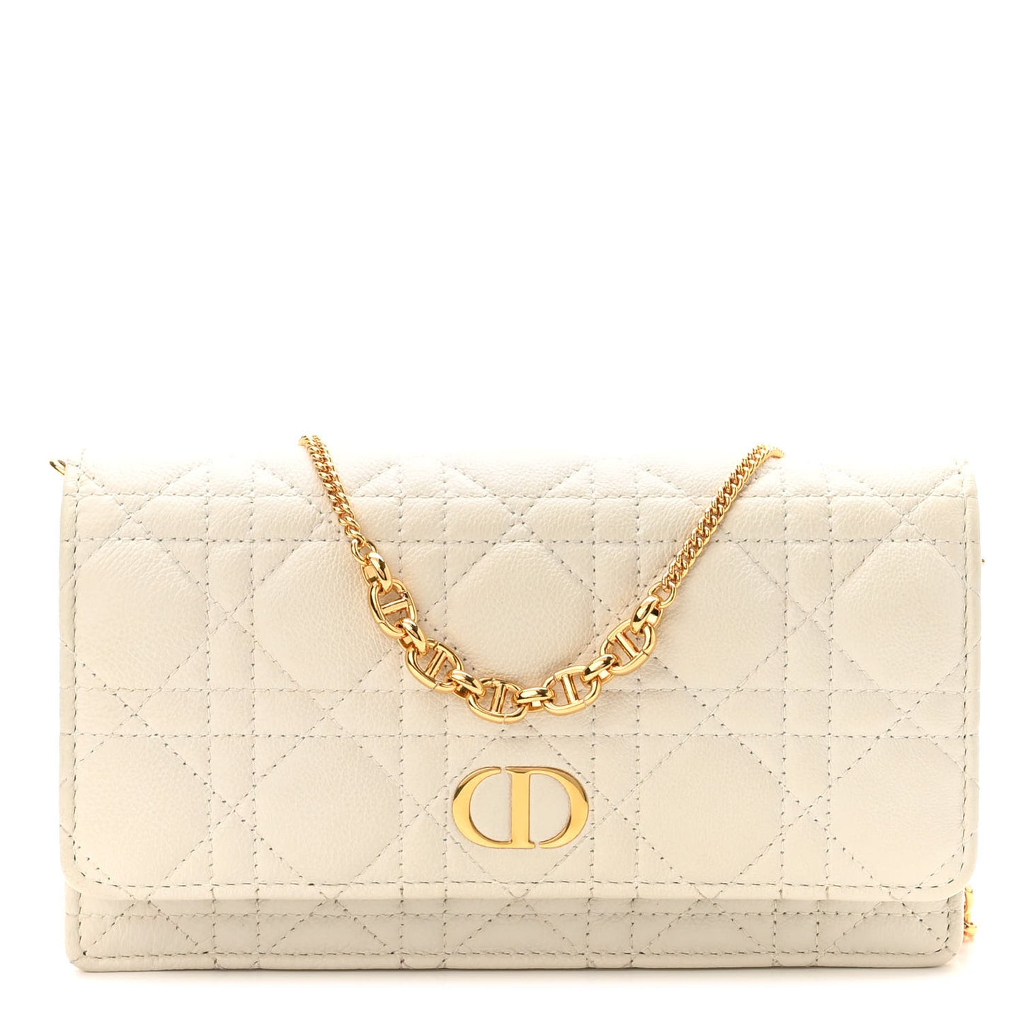 Supple Calfskin Caro Pouch with Chain Latte
