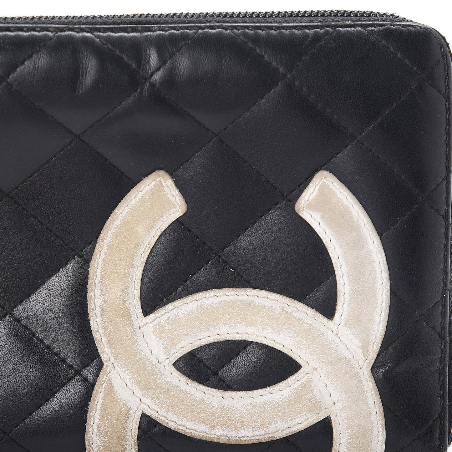 Cambon Zip Around Organizer Wallet Black White
