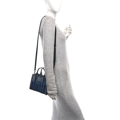 Marc Jacobs Denim Printed Calfskin Mini Tote Bag Blue 2 of 10