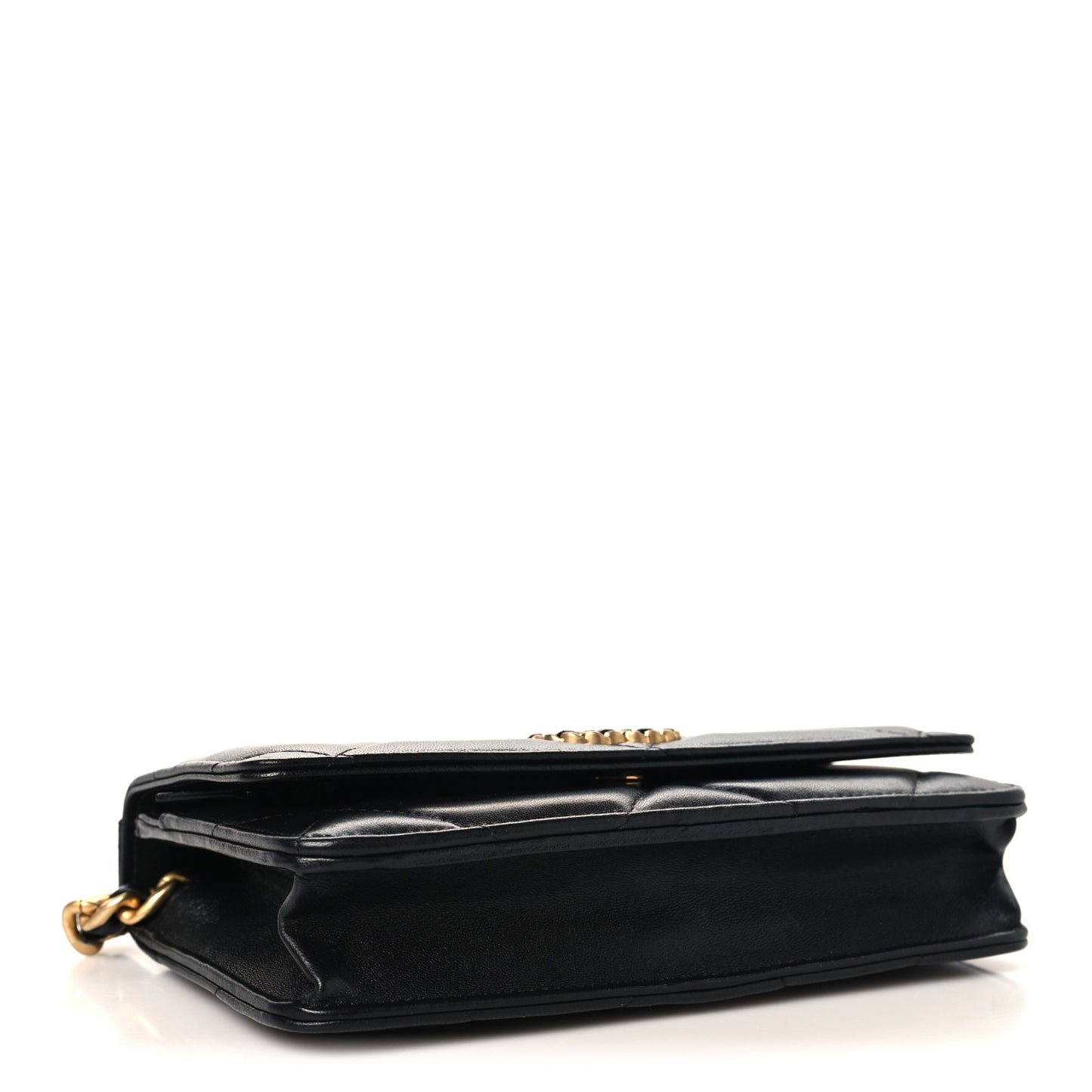 Lambskin Quilted Chanel 19 Wallet On Chain WOC Black
