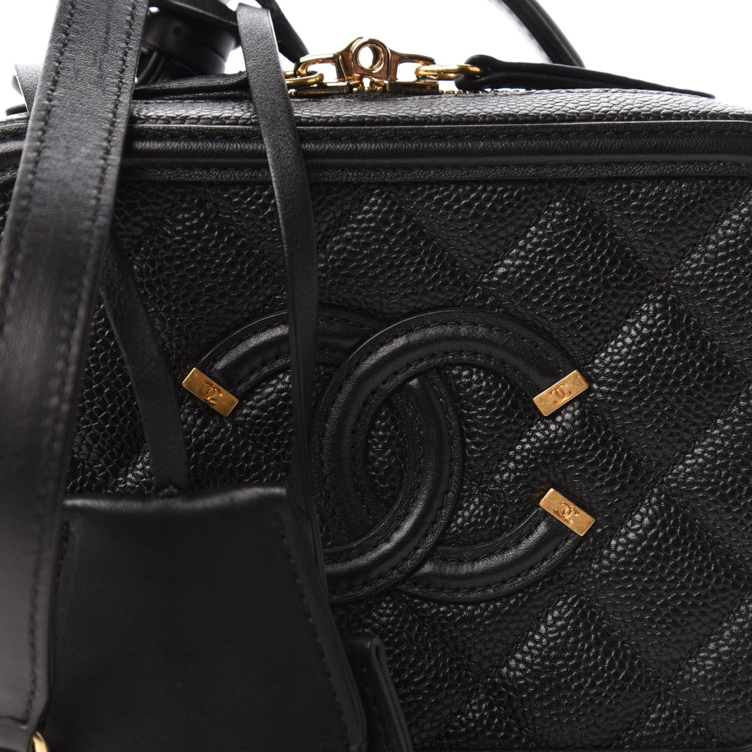 Chanel Caviar Quilted Small CC Filigree Vanity Case Black 10 of 10