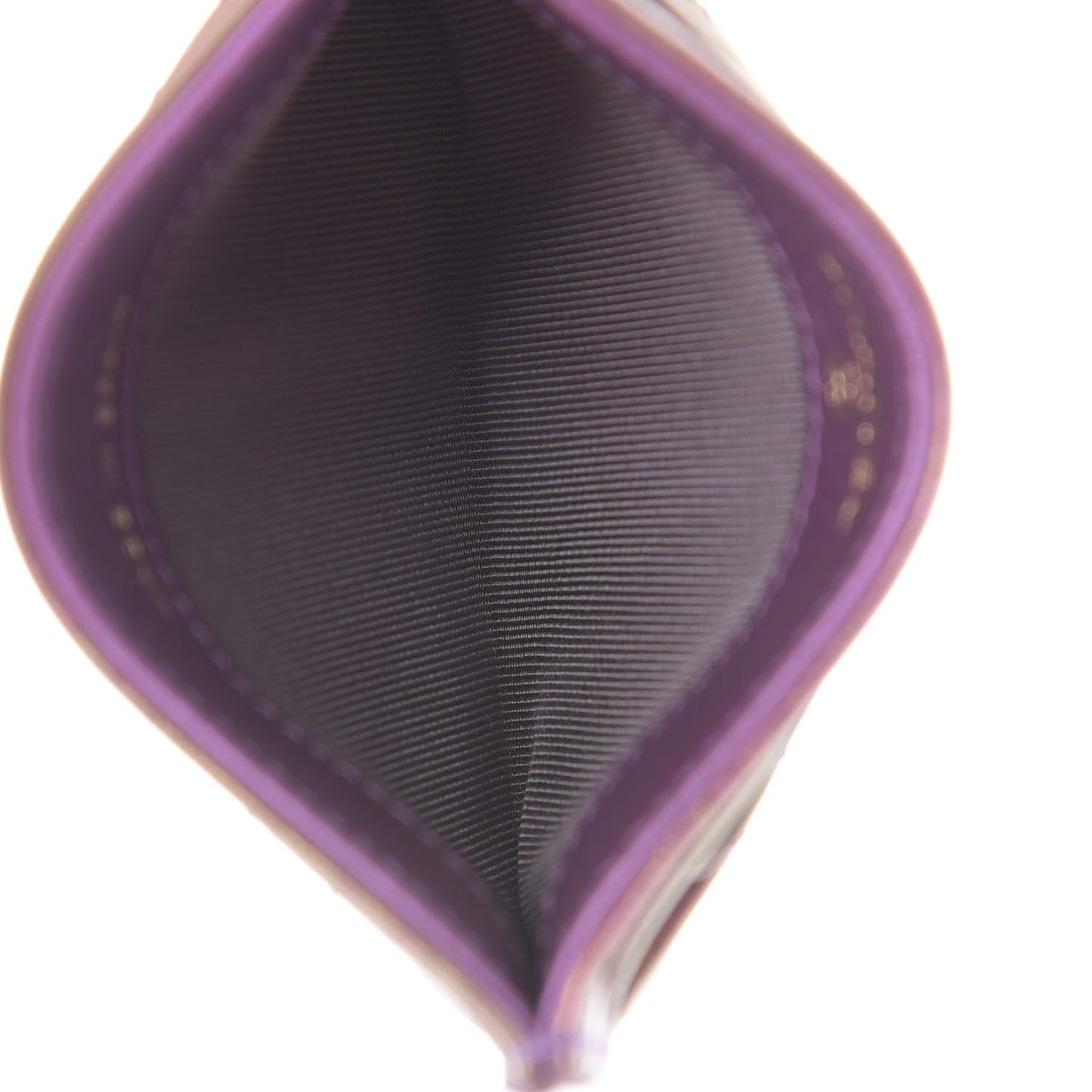 Iridescent Lambskin Quilted Card Holder Purple