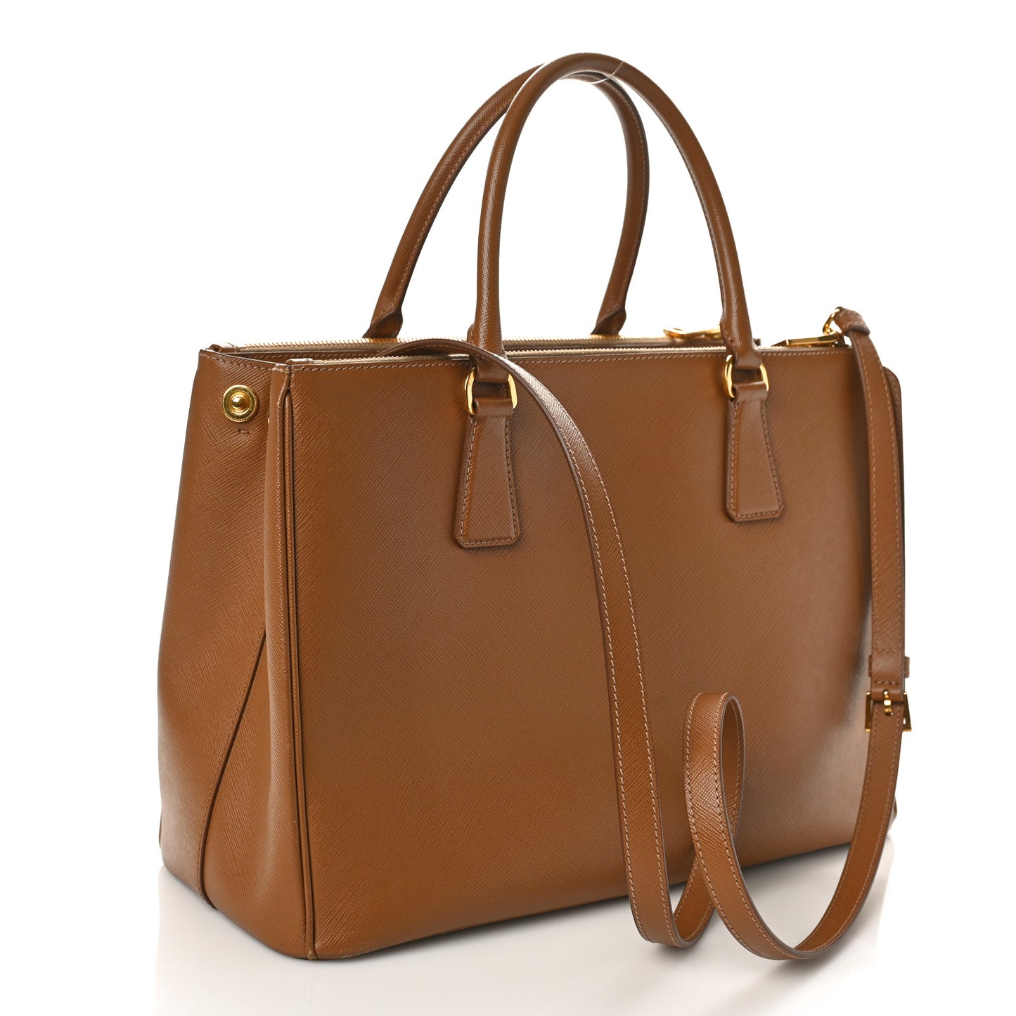 Saffiano Medium Galleria Double Zip Tote Caramel