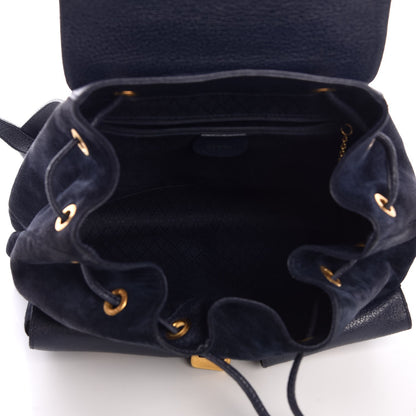Gucci Suede Bamboo Backpack Navy Blue 6 of 9