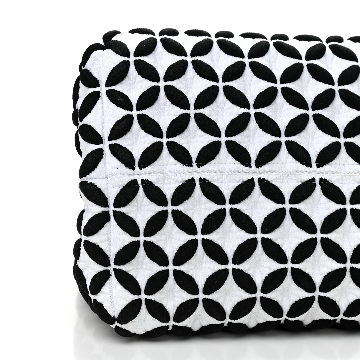 Knit Calfskin Maille Marco Petale Cabas Tote Black White