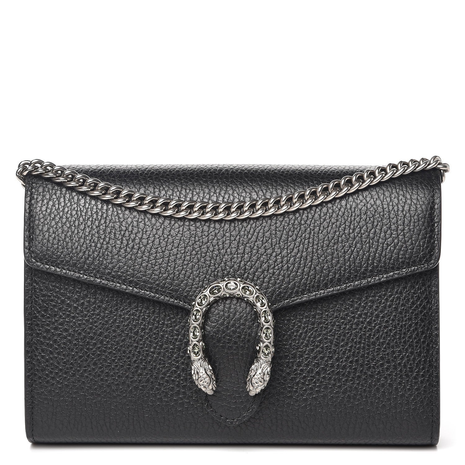 Gucci Calfskin Mini Dionysus Chain Wallet Black 1 of 8