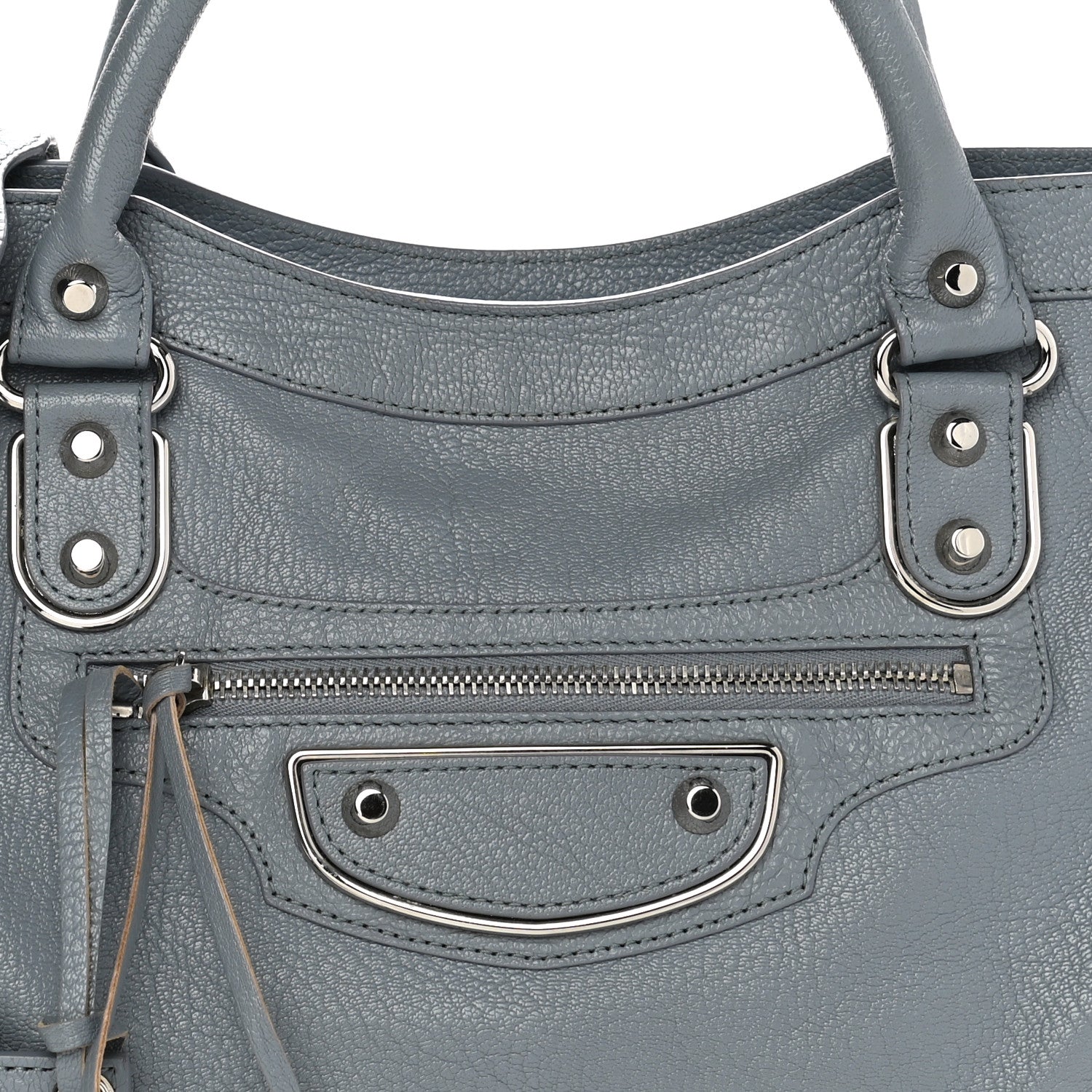 Balenciaga Chevre Silver Metallic Edge Hardware City Bleu Acier 8 of 10