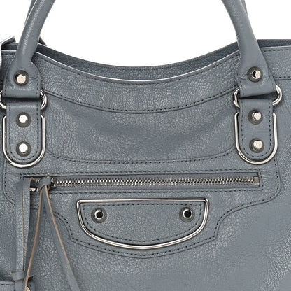 Balenciaga Chevre Silver Metallic Edge Hardware City Bleu Acier 8 of 10