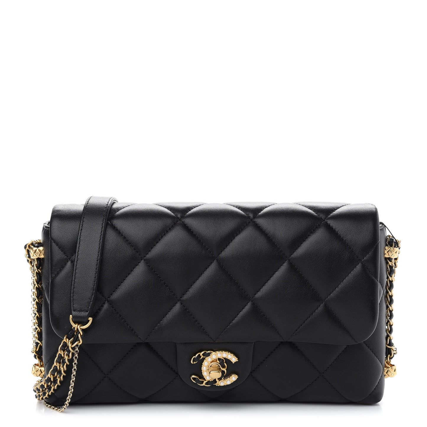 Lambskin Quilted Crush On Chains Flap Bag Black
