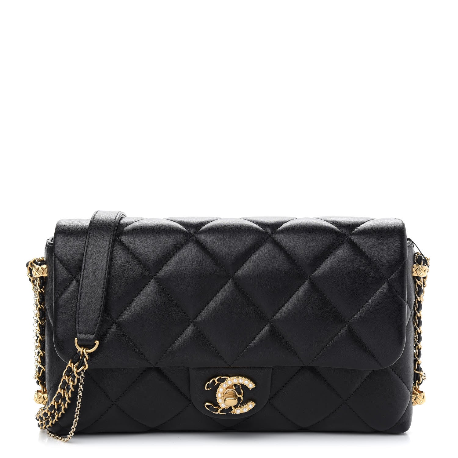 Chanel Lambskin Quilted Crush On Chains Flap Bag Black 1 of 9