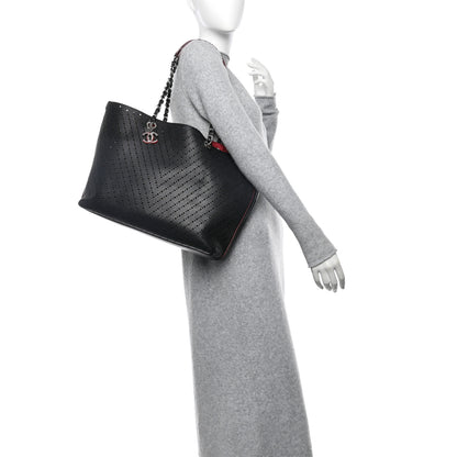Chanel Perforated Grained Calfskin Large Shopping Tote Black 2 of 12
