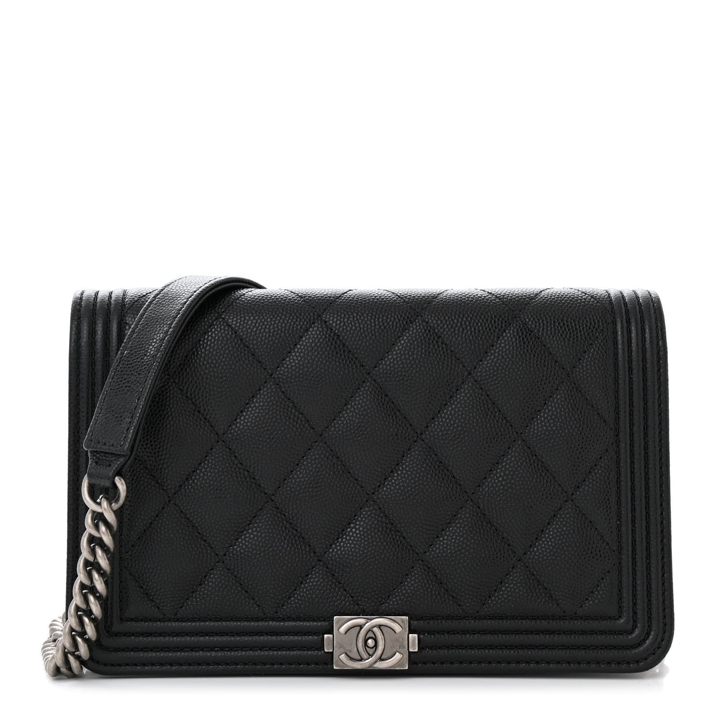 Caviar Quilted Boy Wallet On Chain WOC Black