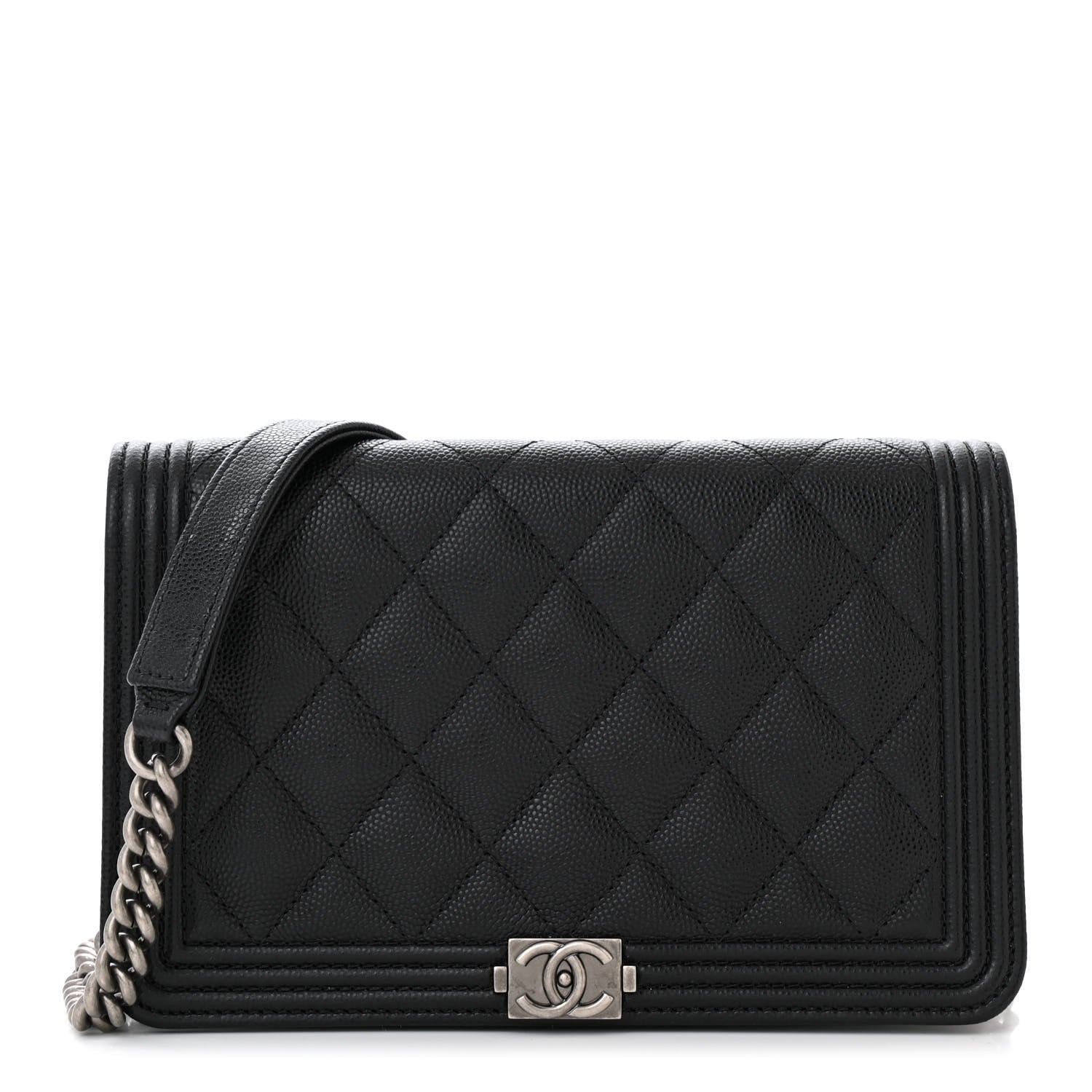Chanel Caviar Quilted Boy Wallet On Chain WOC Black 1 of 11