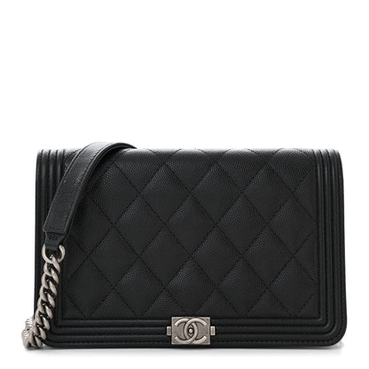 Chanel Caviar Quilted Boy Wallet On Chain WOC Black 1 of 11