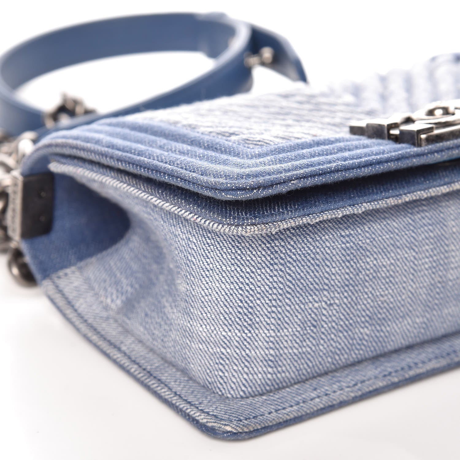 Chanel Denim Chevron Small Boy Flap Light Blue 11 of 14
