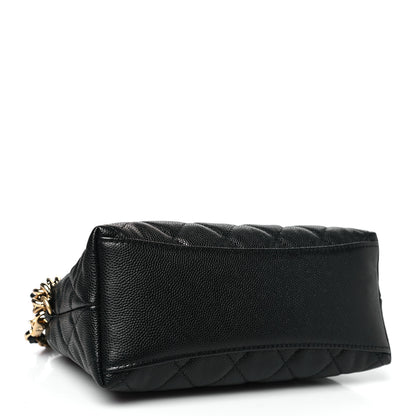 Chanel Shiny Caviar Quilted Bow Pouch Black 4 of 11