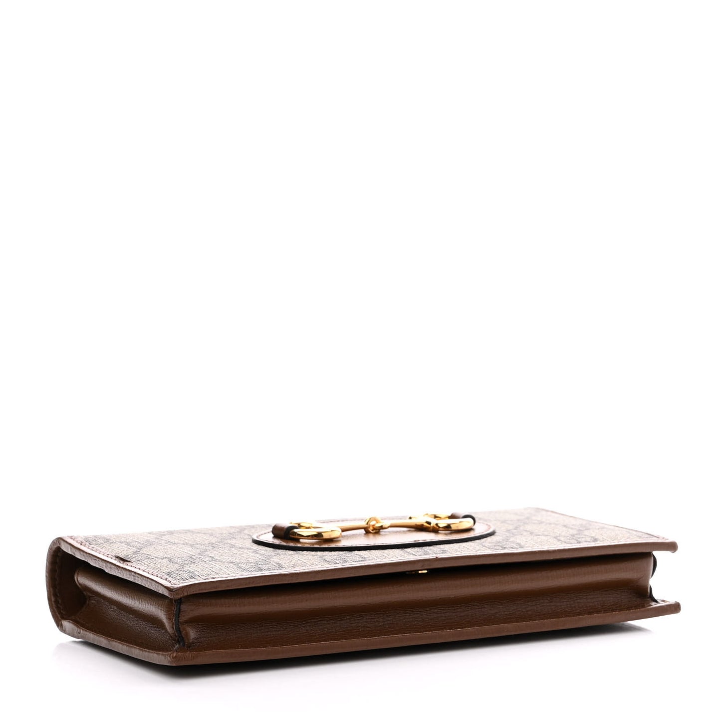 GG Supreme Monogram Azalea Calfskin Horsebit 1955 Wallet On Chain Beige Ebony Brown Sugar