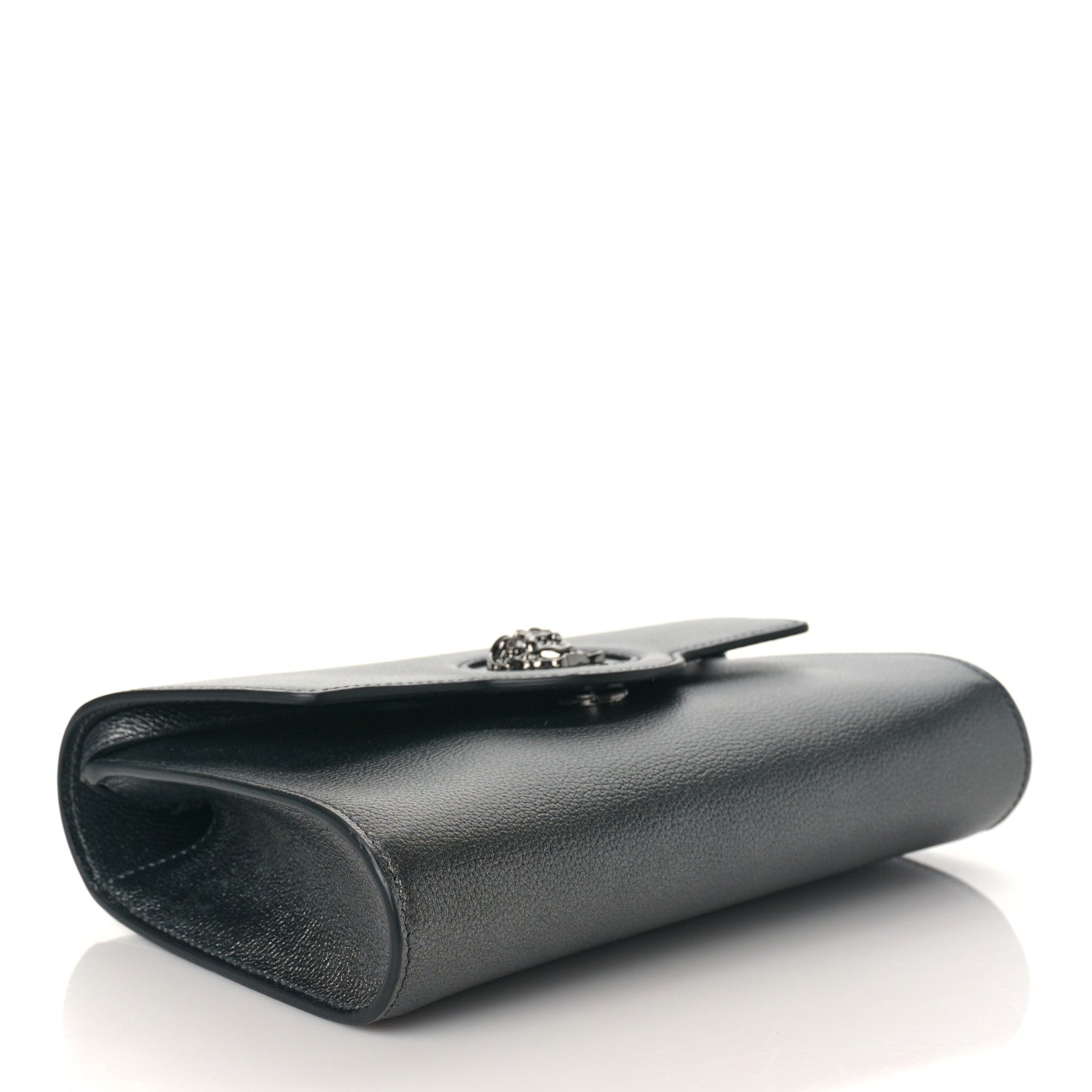 Versace Metallic Grained Calfskin La Medusa Wallet On Strap Gunmetal 3 of 7