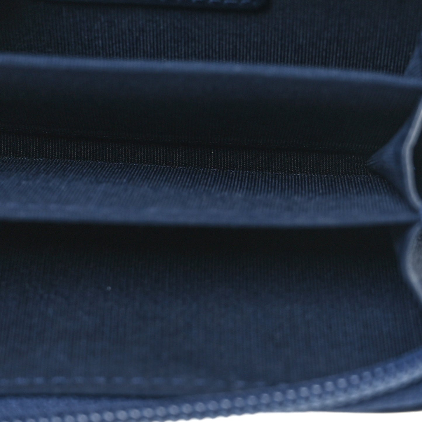 Calfskin Chevron Quilted Zip Around Boy Coin Purse Navy Blue