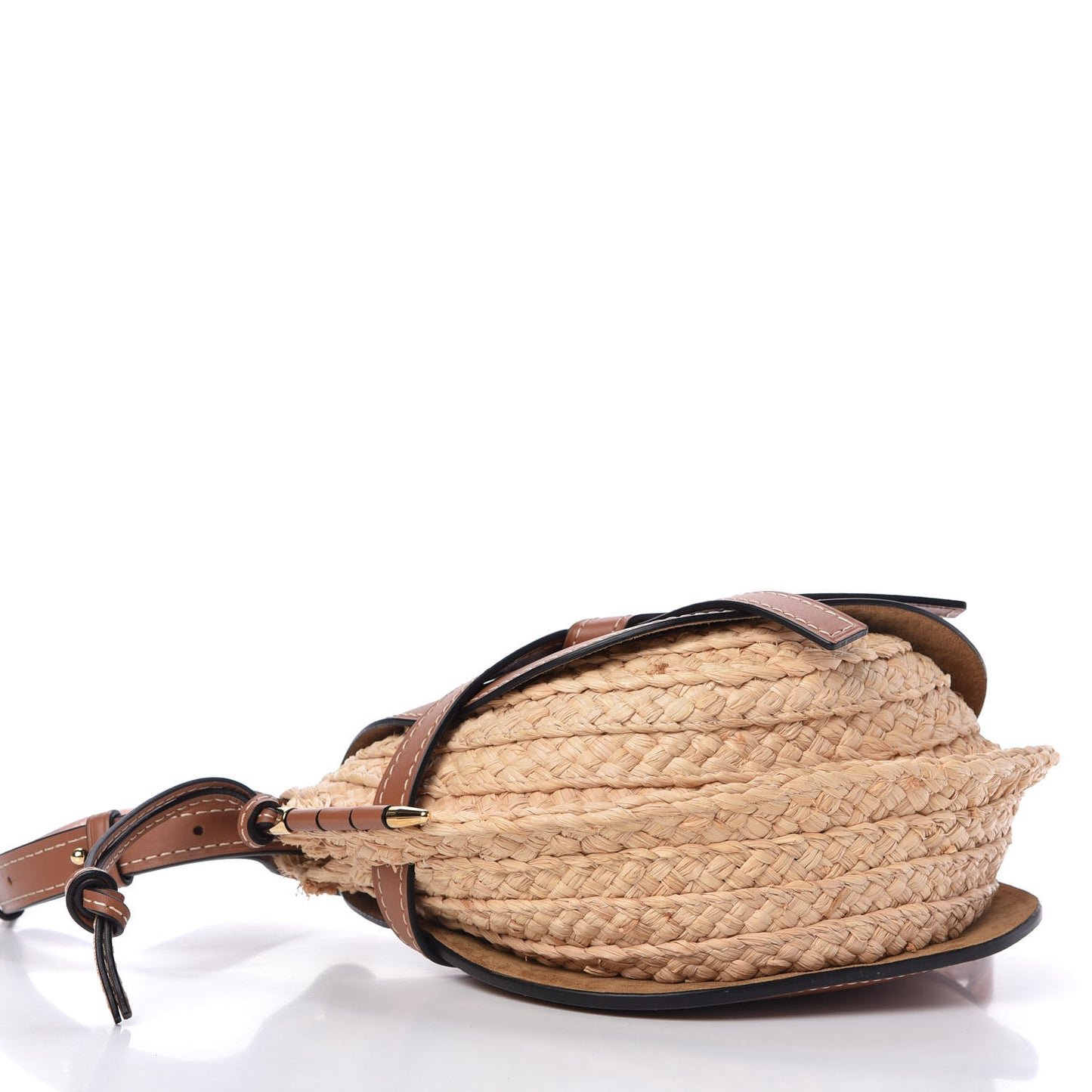 Calfskin Raffia Small Gate Crossbody Bag Natural Tan