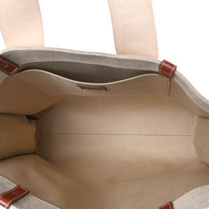 Chloe Cotton Calfskin Large Woody Ribbon Tote White Brown 5 of 9