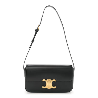 Celine Shiny Calfskin Triomphe Shoulder Bag Black 1 of 13