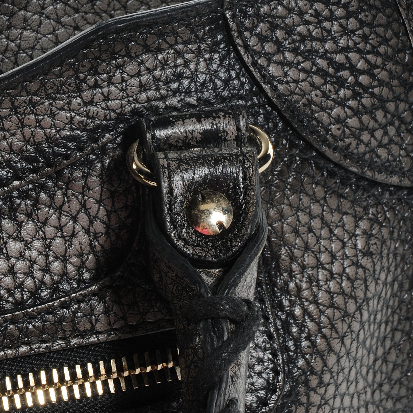 Grained Calfskin Classic Gold Hardware Mini City Ombre Grey Gradient