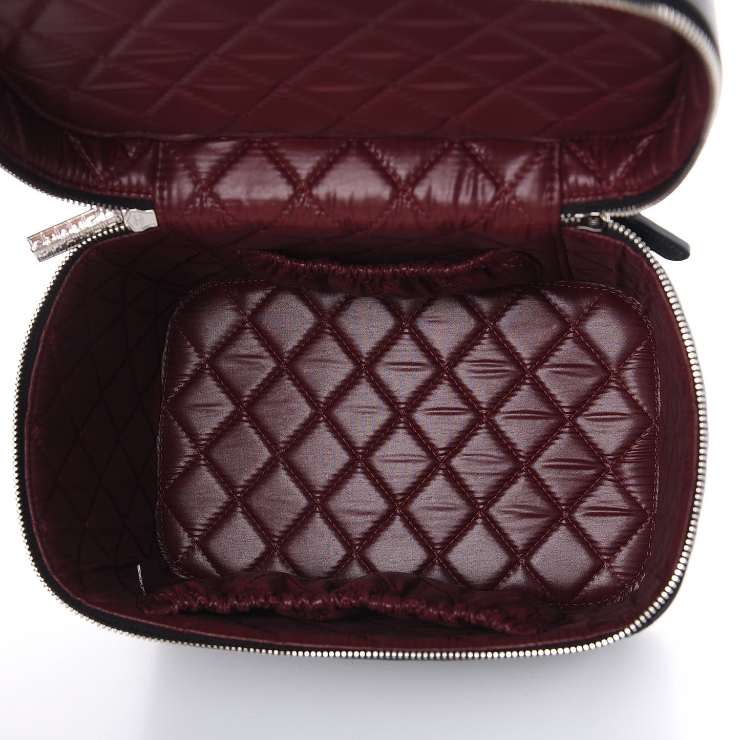 Lambskin Quilted Large Vanity Pouch Black