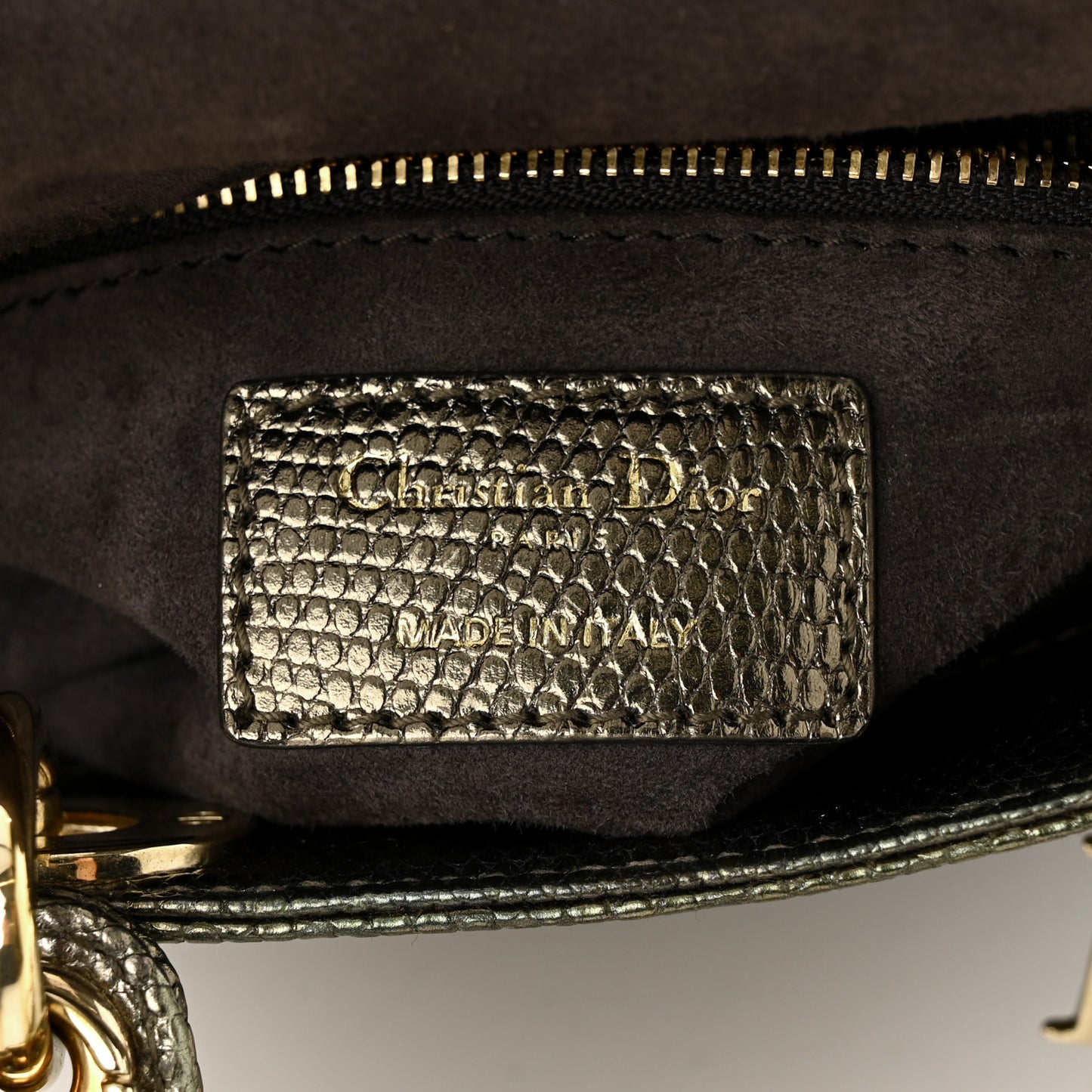 Metallic Lizard Mini Lady Dior Green