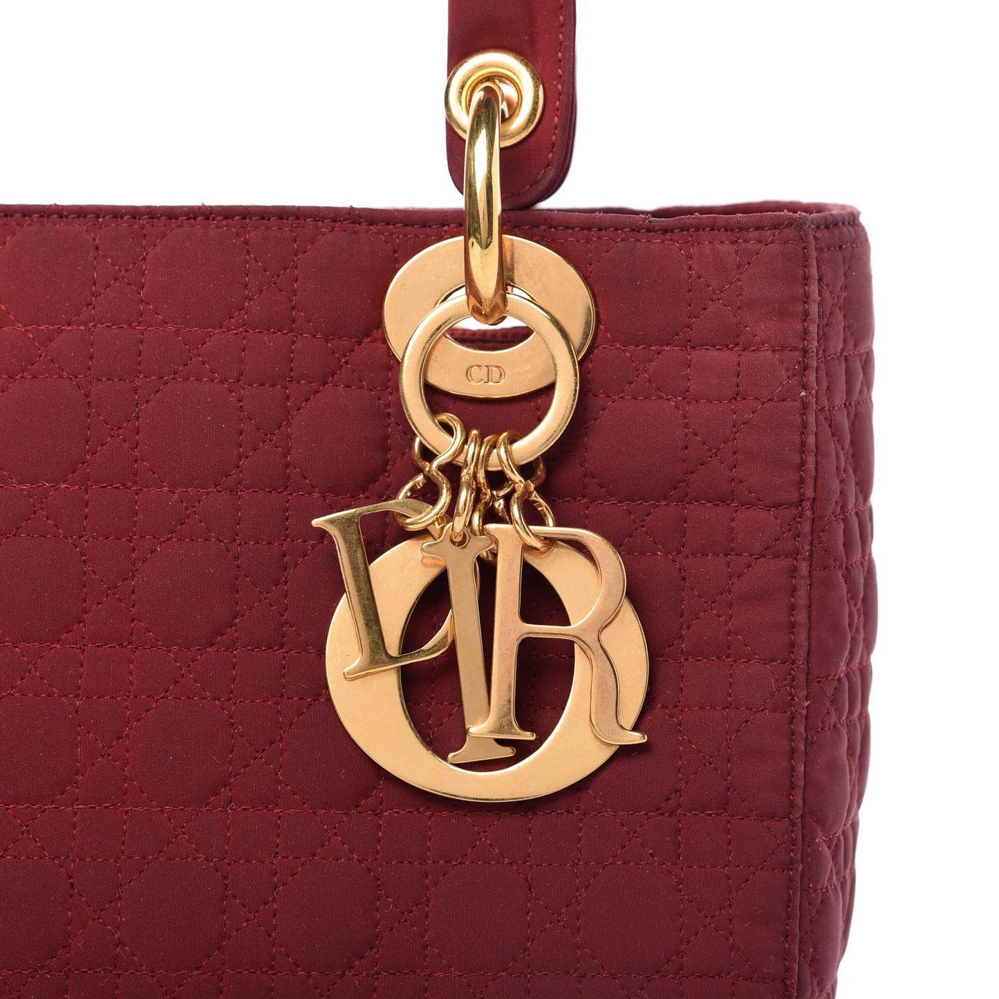 Nylon Cannage Medium Lady Dior Red