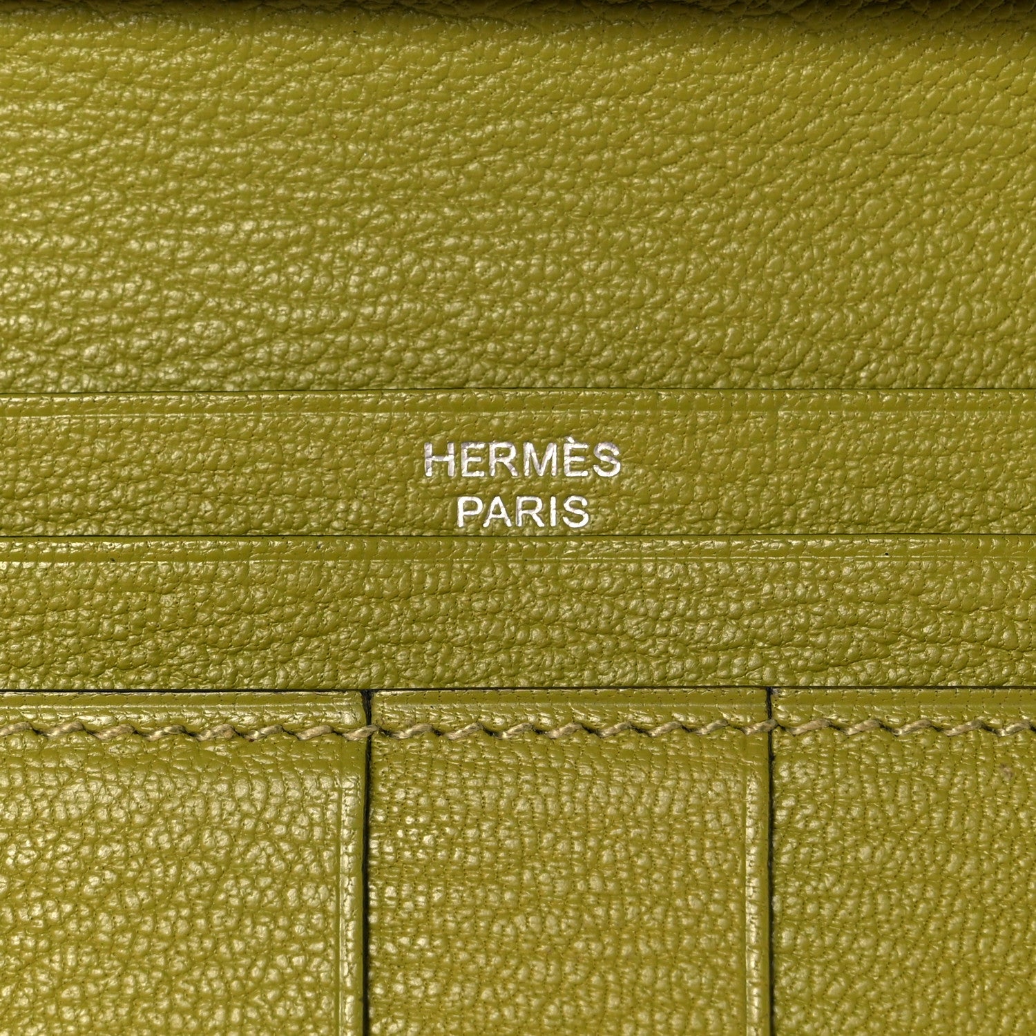 Hermes Ostrich Bearn Gusset Wallet Vert Anis 6 of 12