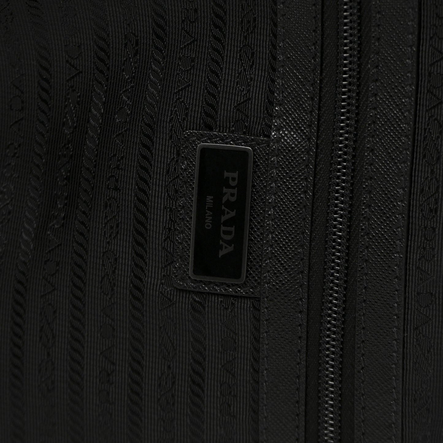 Tessuto Nylon Saffiano Trolley Rolling Suitcase Luggage Black