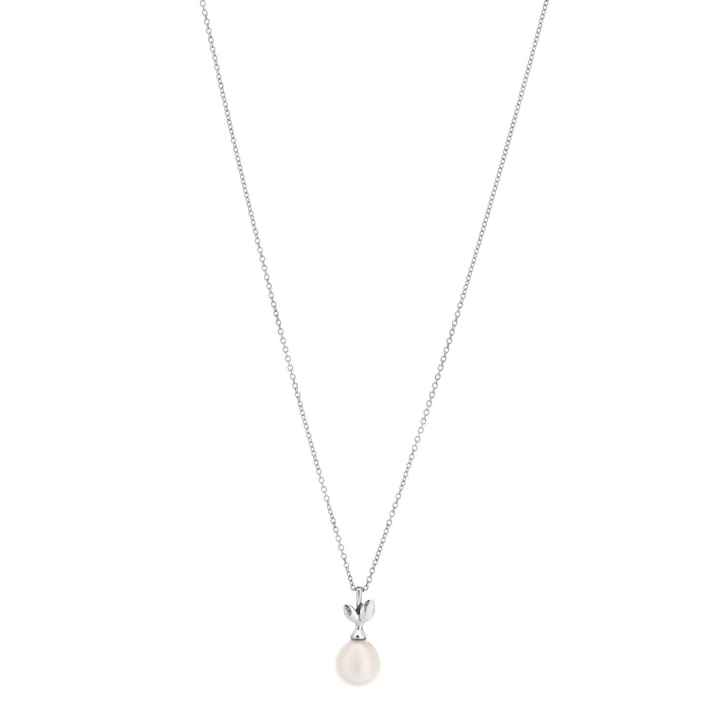 Sterling Silver Pearl Paloma Picasso Olive Leaf Drop Pendant Necklace
