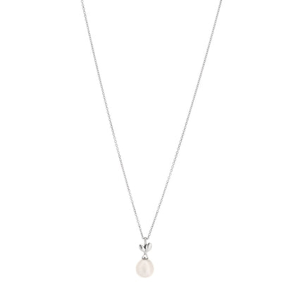Tiffany Sterling Silver Pearl Paloma Picasso Olive Leaf Drop Pendant Necklace 1 of 4